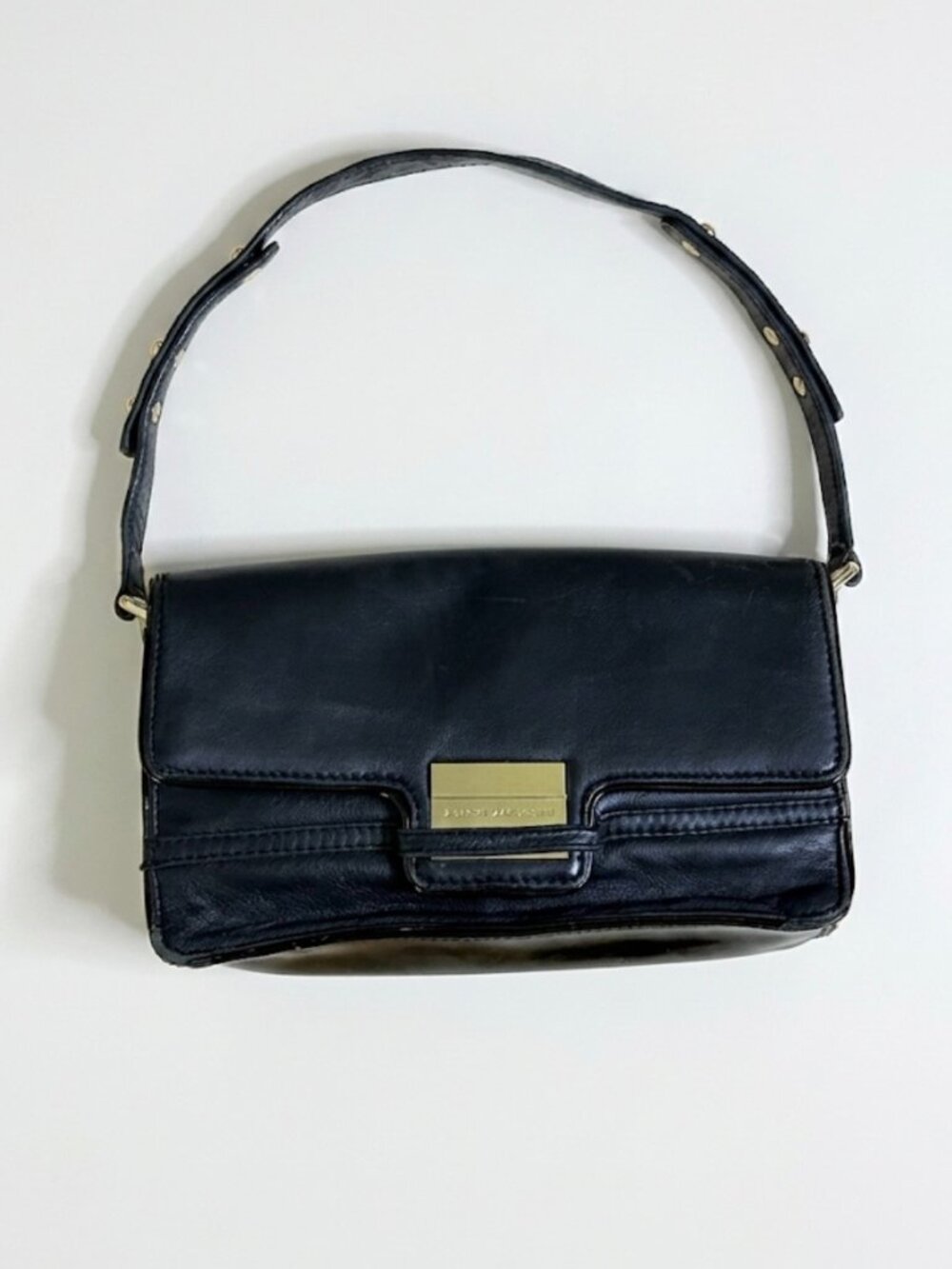 Zac Posen Black Leather Shoulder Bag W/ Gold Hardware - VINTAGE